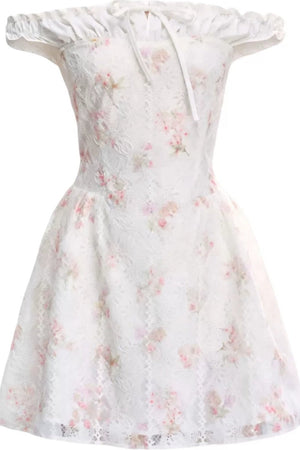 Floral Patchwork One-Shoulder Dress