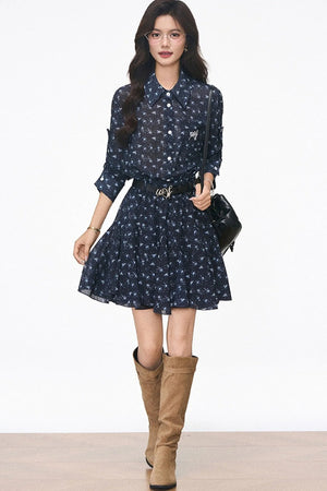 Floral Petite Shirt Dress Set-Up