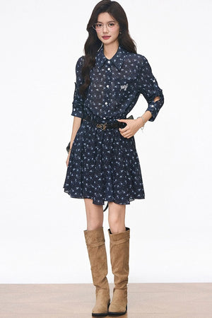 Floral Petite Shirt Dress Set-Up