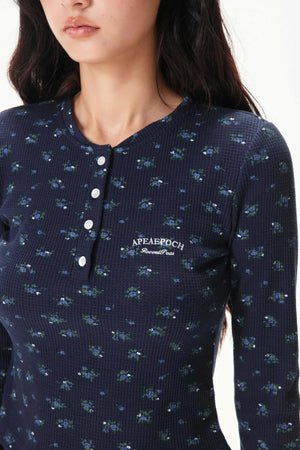 Floral Placket Blouse and Pants Set-Up