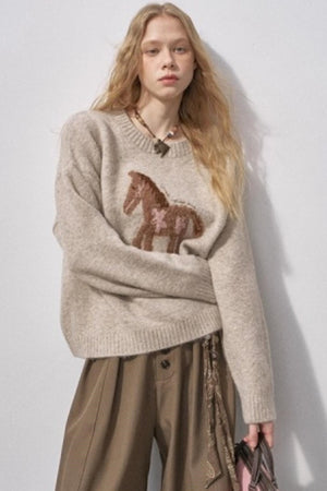 Floral Pony Festive Sweater
