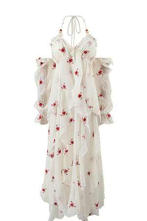 Floral Print Layered-Look Spaghetti Strap Dress