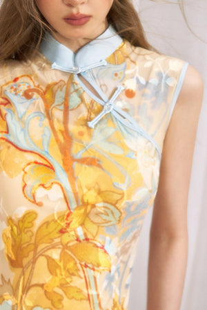 Floral Print Mermaid Cheongsam Dress