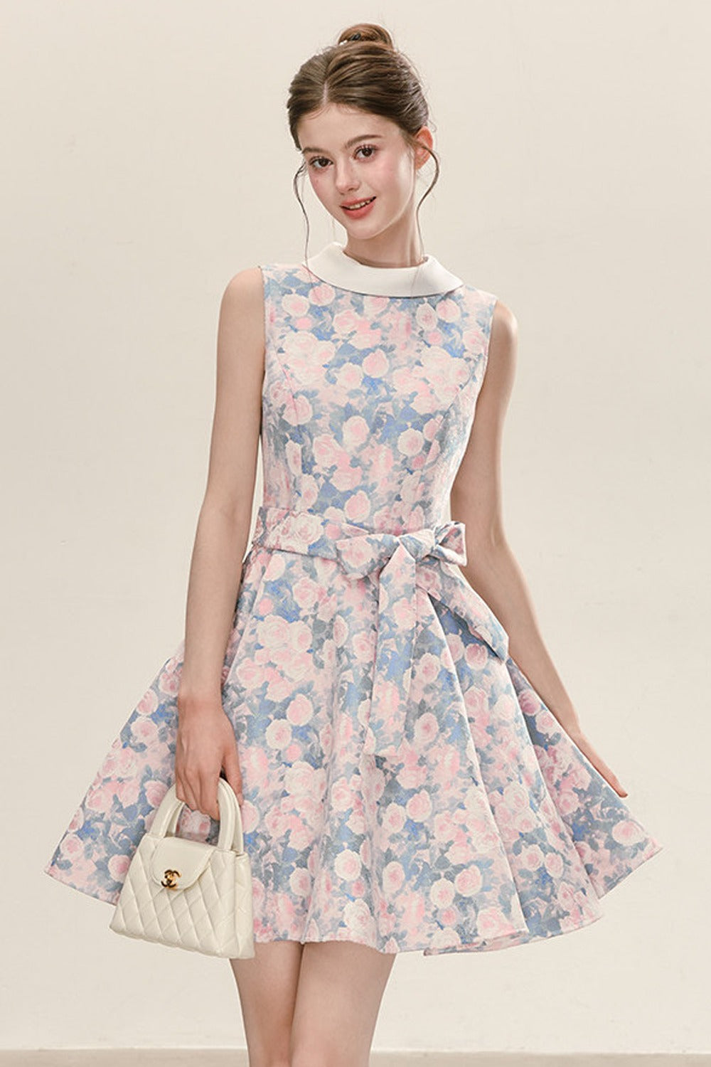 Floral Print Sleeveless A-Line Dress
