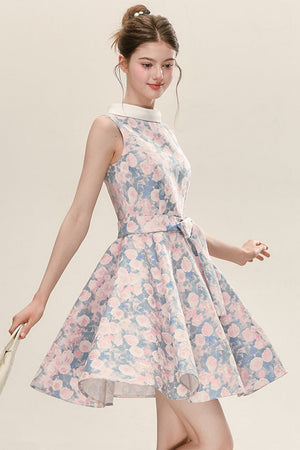Floral Print Sleeveless A-Line Dress