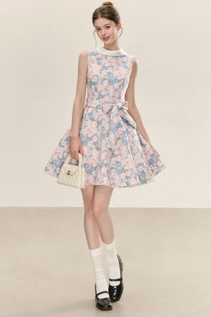 Floral Print Sleeveless A-Line Dress