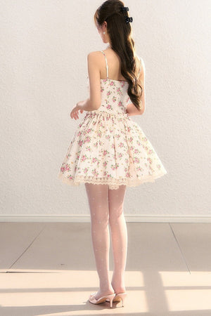 Floral Print Waist-Cinching Princess Dress