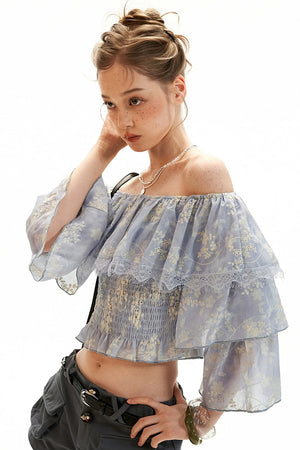 Floral Ruffled Off-Shoulder Blouse