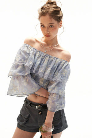 Floral Ruffled Off-Shoulder Blouse