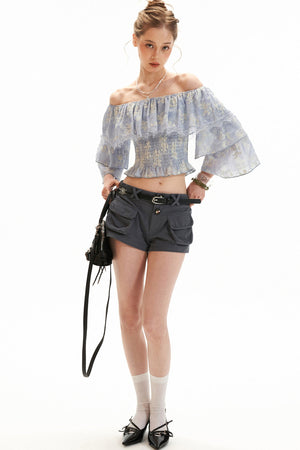 Floral Ruffled Off-Shoulder Blouse