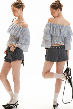 Floral Ruffled Off-Shoulder Blouse