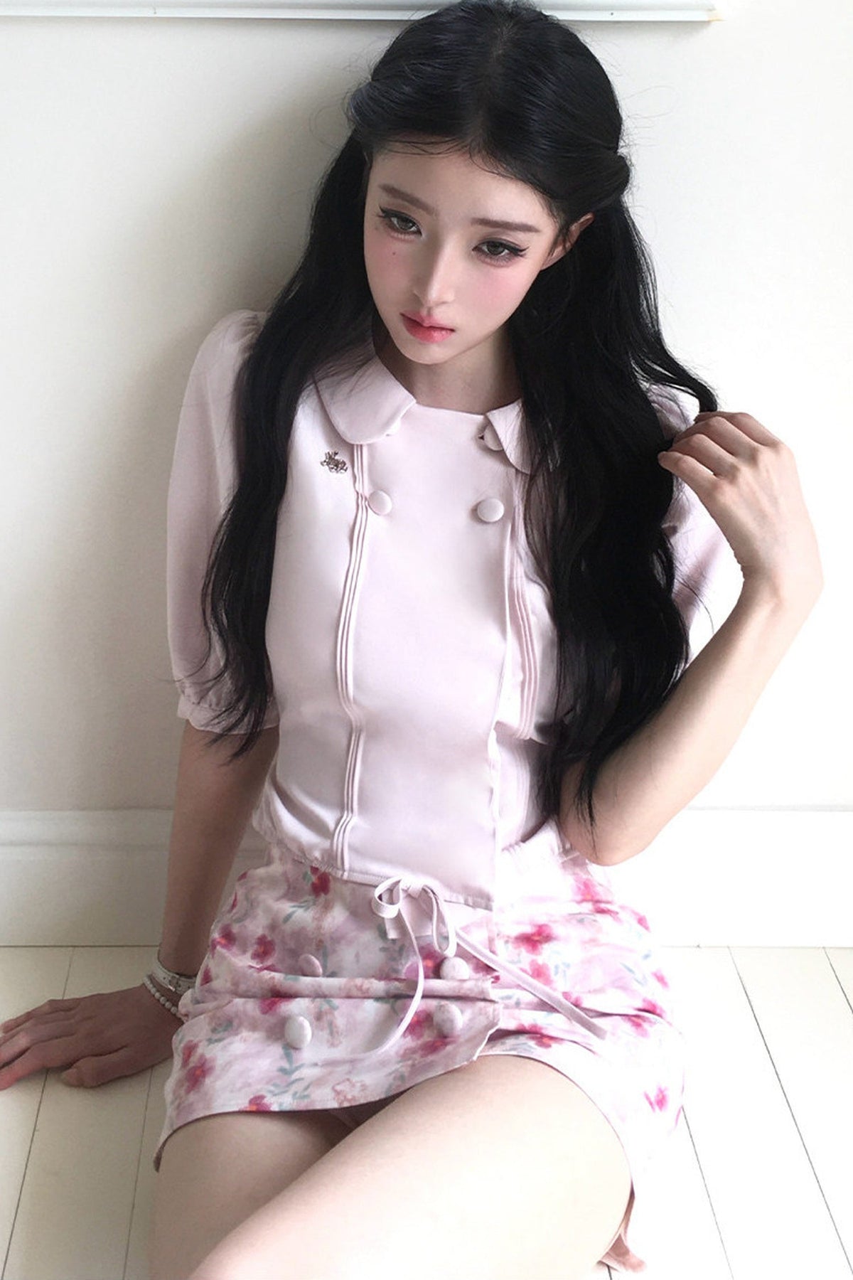 Floral Ruffled Top and Skirt Set-Up