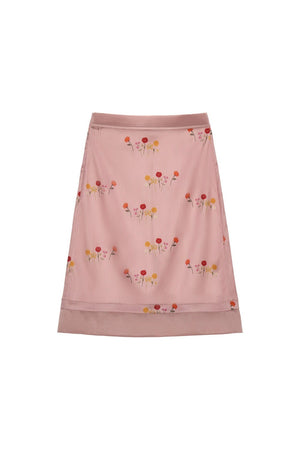 Floral Satin A-Line Skirt