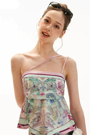 Floral Silk Irregular Camisole