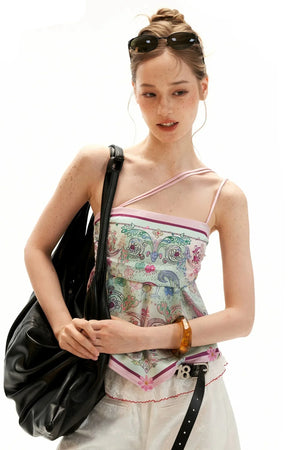 Floral Silk Irregular Camisole