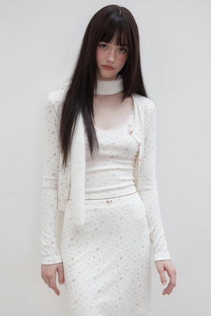 Floral Suit Cardigan & Skirt Set-Up