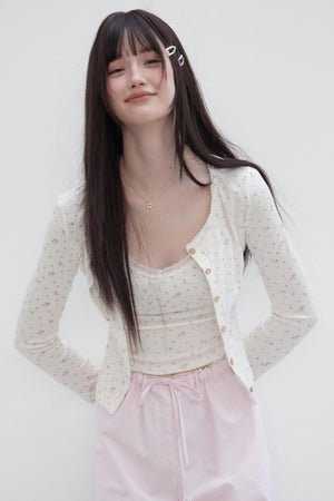 Floral Suit Cardigan & Skirt Set-Up