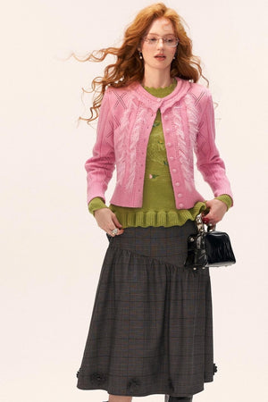 Flower Embroidery Round Neck Sweater