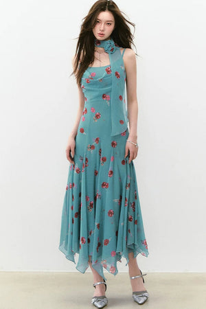 Flowing Floral Spaghetti Strap Dress