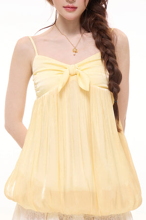 Flowing Puffy Flower Bud Camisole Top Set-Up