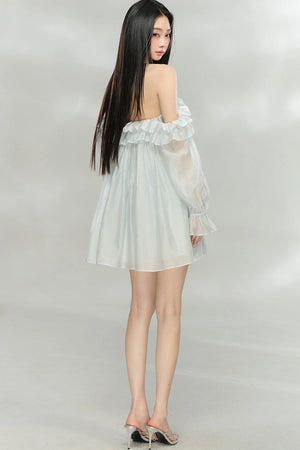 Flowing Ruffled Halter Dress
