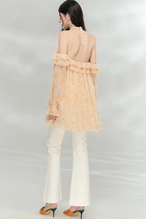 Flowing Ruffled Halter Dress