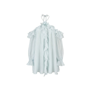 Flowing Ruffled Halter Dress