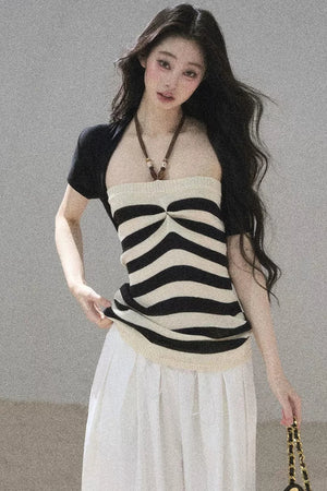 Flowing Twilight Striped Top Set