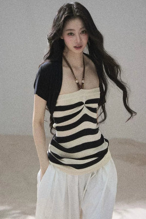Flowing Twilight Striped Top Set