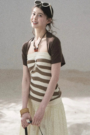 Flowing Twilight Striped Top Set