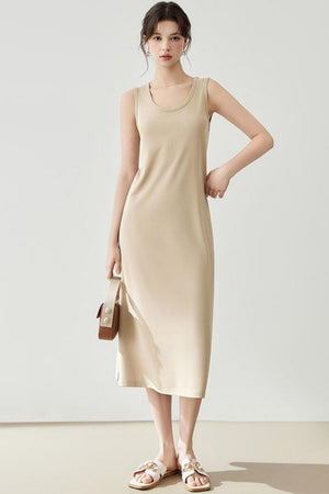 Flowy Knit Fabric Maxi Dress