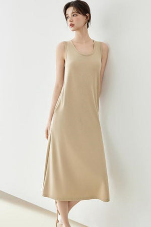 Flowy Knit Fabric Maxi Dress