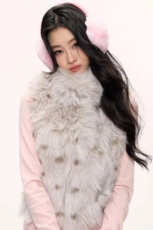 Fluffy Leopard Magic Fur Vest Jacket