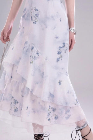 Fluid Floral Cascade Dress