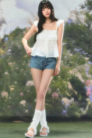 Flutter Sleeve Babydoll Top Set-Up