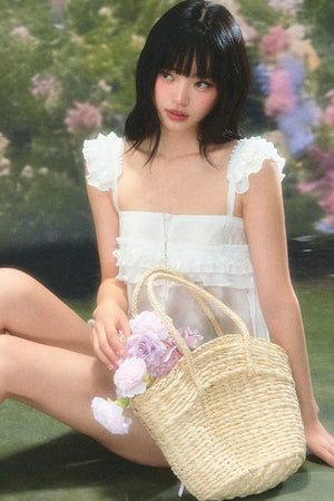 Flutter Sleeve Babydoll Top Set-Up
