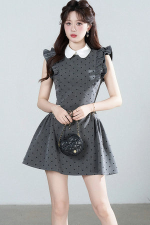 Flutter-Sleeve Polka Dot Dress