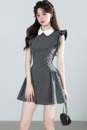 Flutter-Sleeve Polka Dot Dress