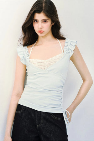 Flutter Sleeve Spliced T-Shirt