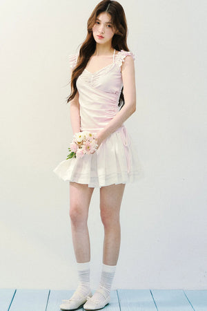 Flutter Sleeve Spliced T-Shirt