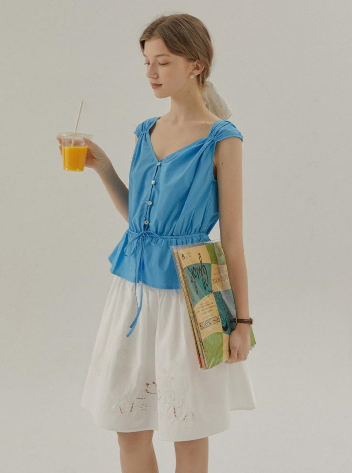 Fly Sleeve Waist Shirt Cropped Top