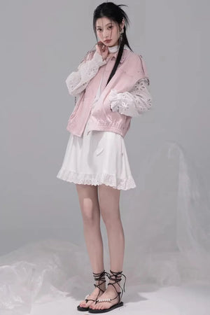 Fog Pink Denim Vest Jacket