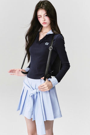Fragile Love Letter Pleated Skirt Set-Up