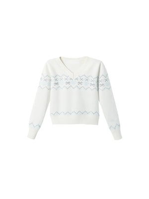 Fragile V-Neck Snow Top