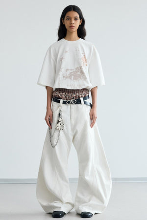 Frayed Wide-Leg Machete Jeans
