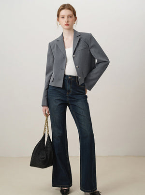 French Blazer High Waist A-Line Skirt Set-Up