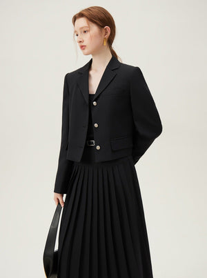 French Blazer High Waist A-Line Skirt Set-Up