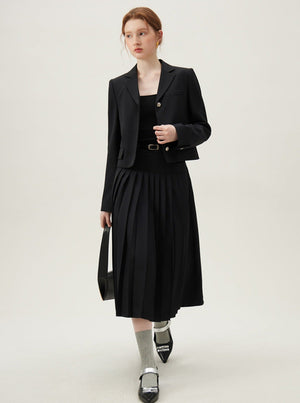 French Blazer High Waist A-Line Skirt Set-Up