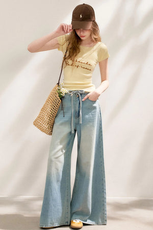 French Blue Wide-Leg Jeans
