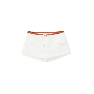 French Caramel Color Block Linen Shorts